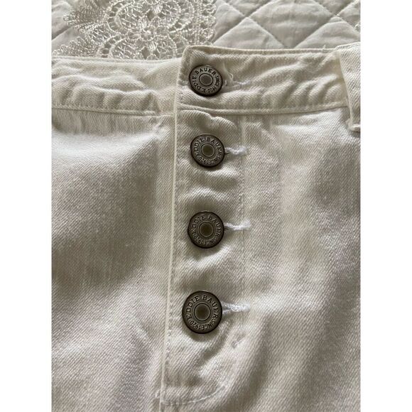 Eddie Bauer Denim Skirt Off White Button Fly Knee Length Skirt Size 6 - Picture 6 of 12